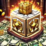** A MapleStory player, frustrated while cube spinning, surrounded by in-game currency (Meso) and cubes. Depict the player's internal struggle: luck vs. strategy.

**